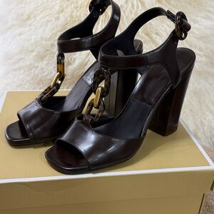 Michaels Dark Brown Chain Block Heels